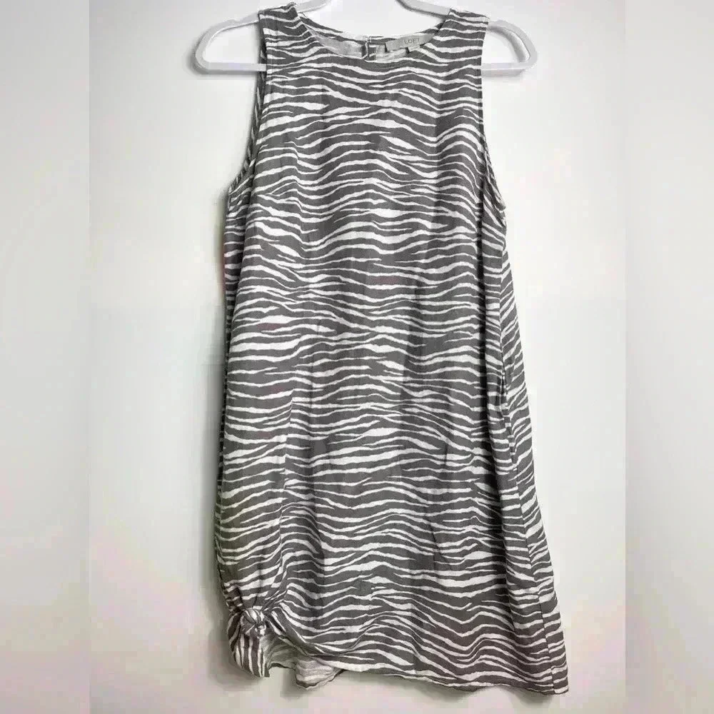 LOFT | Dresses | Loft Zebra Brown White Sleeveless Pocket Linen Keyhole  Shift Dress Womens 6 | Poshmark